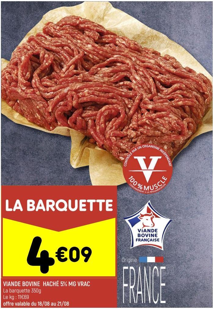 viande bovine haché 5% MG vrac