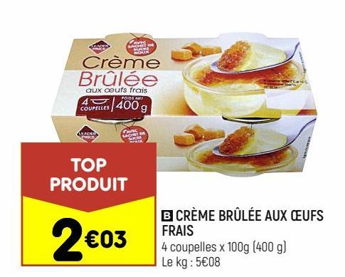 crème brûlée aux oeufs frais