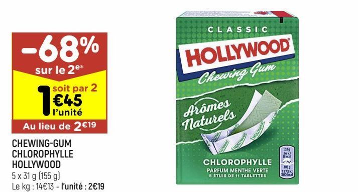chewing-gums chlorophylle Hollywood