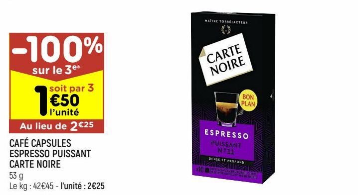 café capsules espresso puissant Carte noire
