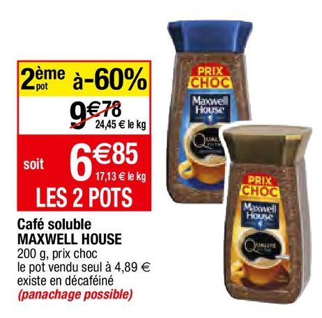 café soluble Maxwell house