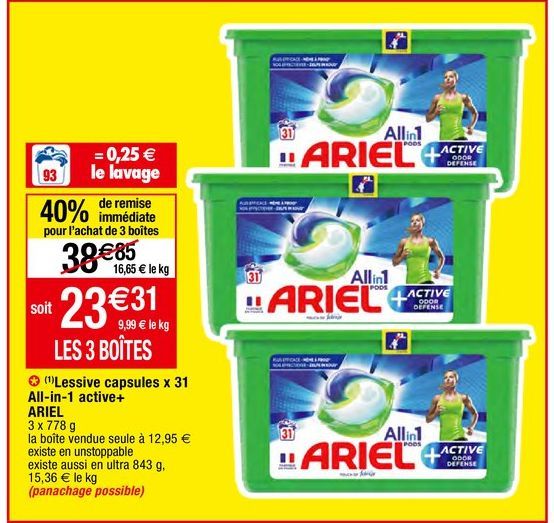 lessive en capsules Ariel