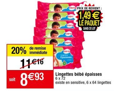 lingettes bébés Cora