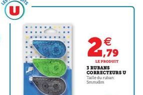 1,79  LE PRODUIT  3 RUBANS CORRECTEURS U Taille du ruban: 5mmx8m