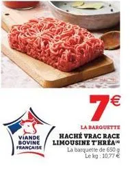 viande bovine française  7  la barquette hache vrac race limousine threa la barquette de 650 g lekg: 10,77 