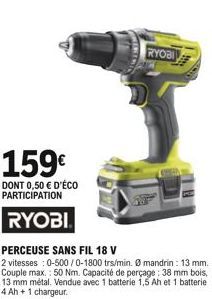 159  DONT 0,50  D'ÉCO PARTICIPATION  RYOBI.  RYOBI