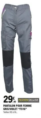 29  pantalon pour femme gris/violet "fs16" tailles xs à xl.  fashion securite