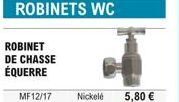 ROBINET DE CHASSE  ÉQUERRE  MF12/17  ROBINETS WC  Nickelé  5,80 