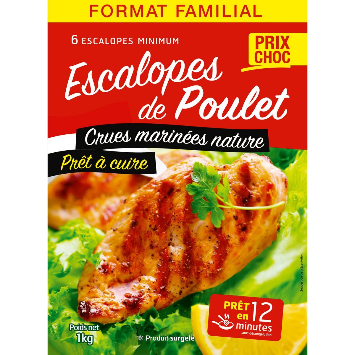 ESCALOPES DE POULET CRUES MARINÉES NATURE SURGELÉES