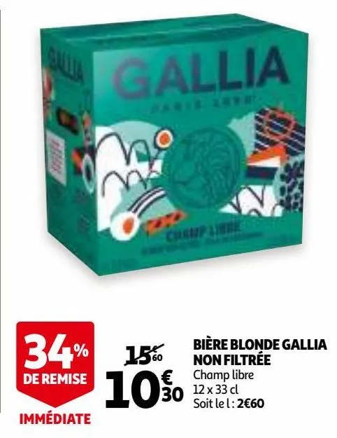 bière blonde gallia non filtrée