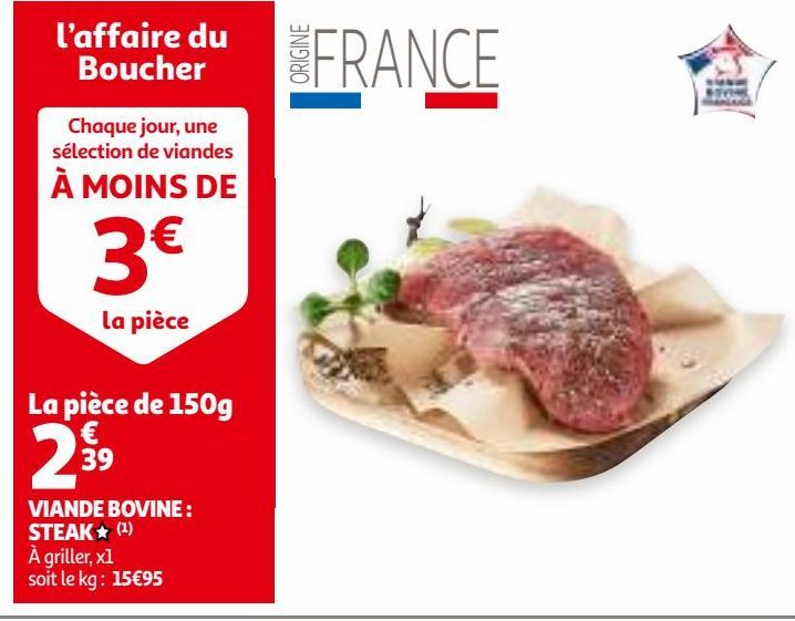 VIANDE BOVINE : STEAK