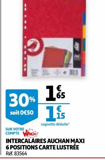 INTERCALAIRES AUCHAN MAXI 6 POSITIONS CARTE LUSTRÉE