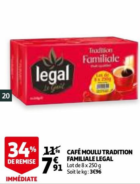 CAFÉ MOULU TRADITION FAMILIALE LEGAL