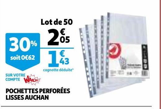 POCHETTES PERFORÉES LISSES AUCHAN