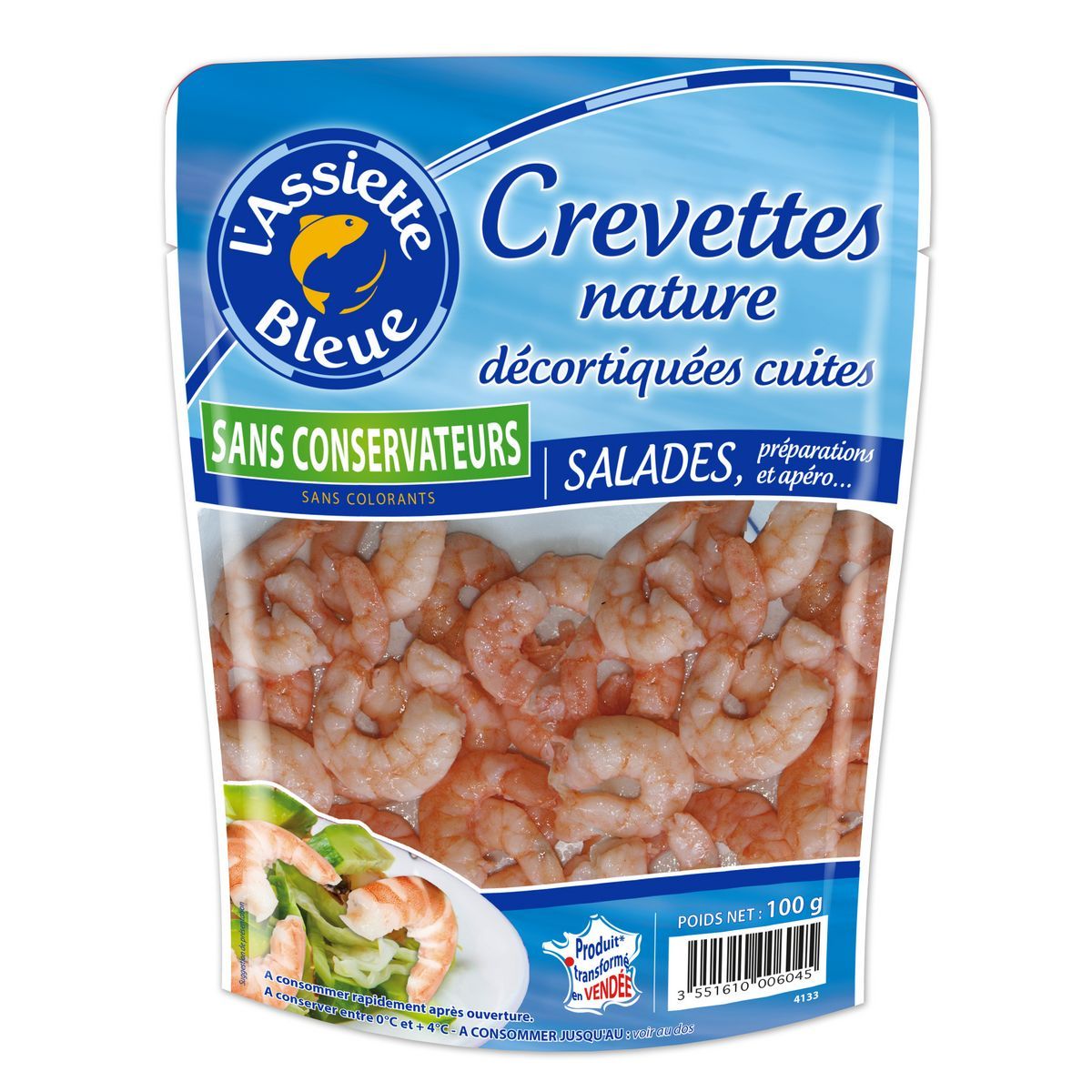 CREVETTES NATURE L'ASSIETTE BLEUE