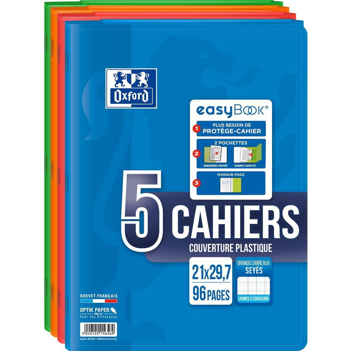 LOT DE 5 CAHIERS CARTON OXFORD