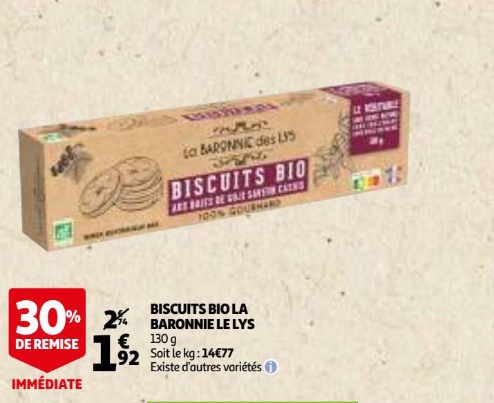 BISCUITS BIO LA BARONNIE LE LYS