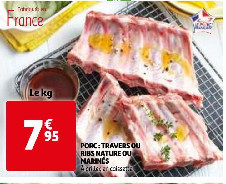 PORC : TRAVERS OU RIBS NATURE OU MARINÉS