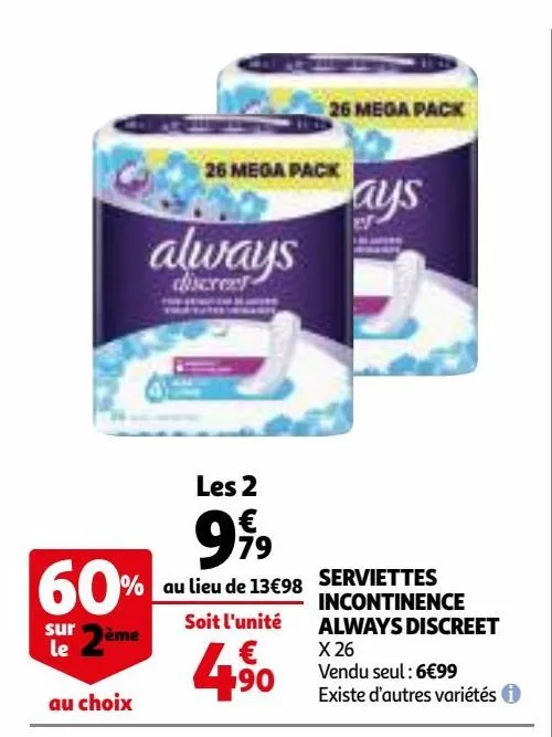 serviettes incontinence always discreet