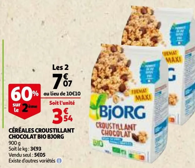 céréales croustillant chocolat bio bjorg