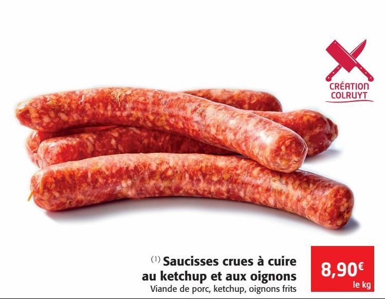 Saucisses crues à cuire aux ketchup et aux oignons