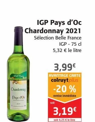 igp pays d'oc chardonnay 2021