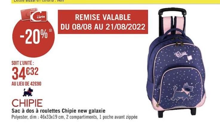 Sacs a dos a roulettes Chipie new galaxie