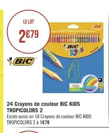 24 crayons de couleur BIC KIDS TROPICOLORS 2