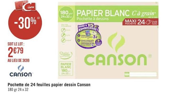 pochette de 24 feuilles papier dessin Canson