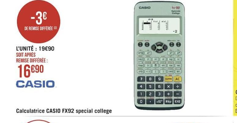 calculatrice CASIO FX92 special college