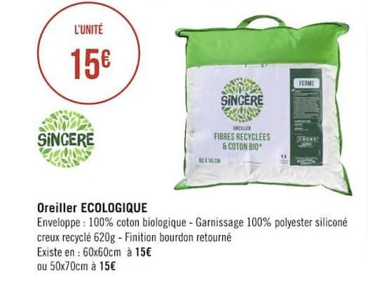 oreiller ECOLOGIQUE