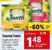 Tourtel  TWEST  0.0%  urtel Twist  M  BAMBOISE  -60% 2?  LE PRODUIT 3.70  748  33  LE 2-PRODUCT AU CHOIX  SUR LE