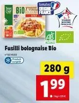 produit arget  tomates  fusil  dologna france  fusilli bolognaise bio  sense  viande sovine france  280 g  1.??9  99