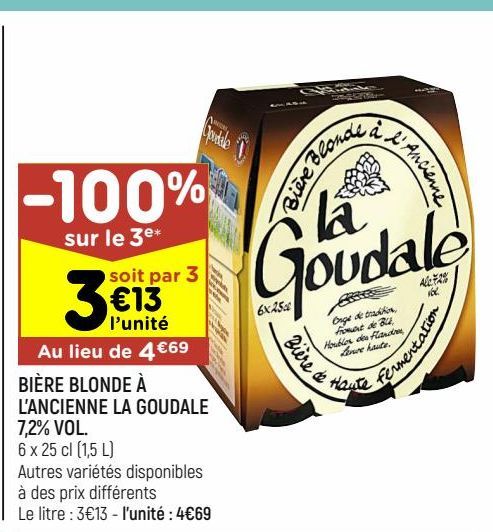 bière blonde à l'ancienne La Goudale 7.2% vol