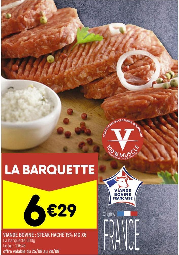 viande bovine steak haché 15% mg X6