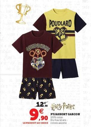 QUIDDITCH  NEOLAND  POUDLARD  12%   9,90 PYJASHOR  Du 4 au 12 ans. LE PRODUIT AU CHOIX coloris assortis  Harry Potter  PYJASHORT GARCON