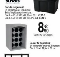 90  dont 0,12  d'ecopert  casier 12 bouteilles  en polystyrène expanse. emplable. dim. l 35 x 29,5 x h. 50 cm.