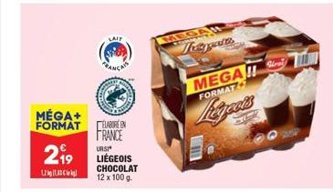 MÉGA+ FORMAT  2?9  1,21  LAIP  ELABORE EN FRANCE  URSI LIÉGEOIS CHOCOLAT  12 x 100 g.  MEGA  The gates  MEGA!!  FORMAT  Regents  Strat