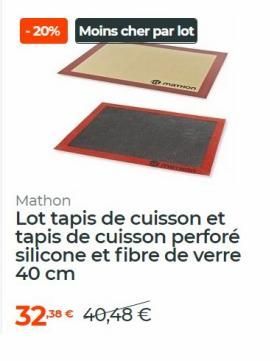 -20% Moins cher par lot  @marion  Mathon  Lot tapis de cuisson et tapis de cuisson perforé silicone et fibre de verre 40 cm  32.38  40,48 