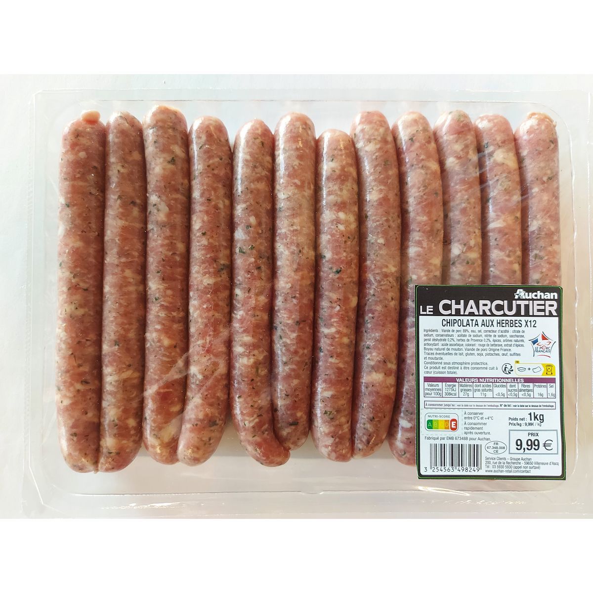 12 CHIPOLATAS AUCHAN LE CHARCUTIER