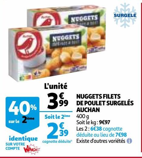 NUGGETS FILETS DE POULET SURGELÉS AUCHAN