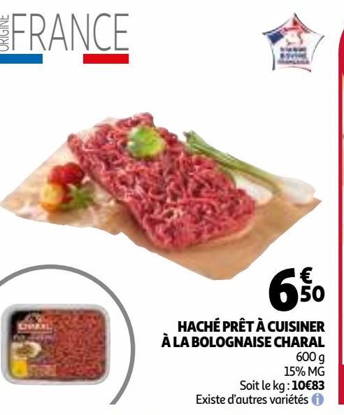 HACHÉ PRÊT À CUISINER À LA BOLOGNAISE CHARAL