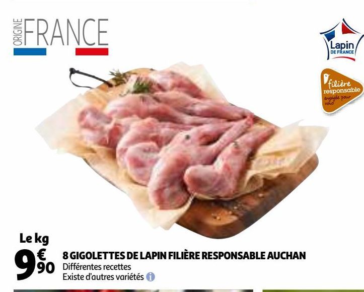 8 GIGOLETTES DE LAPIN FILÈRE RESPONSABLE AUCHAN