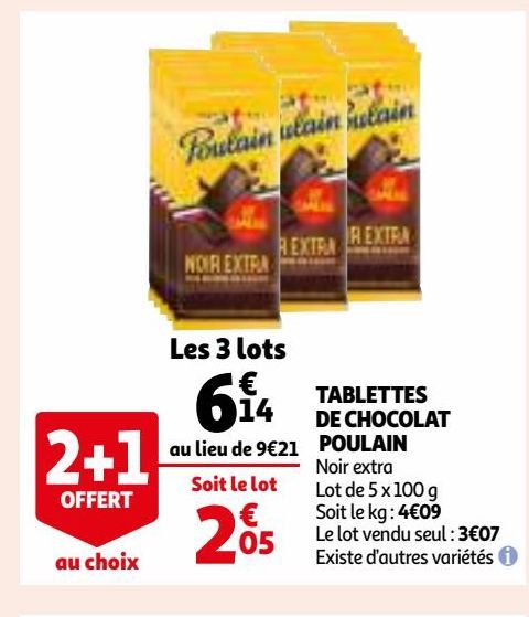 TABLETTES DE CHOCOLAT POULAIN