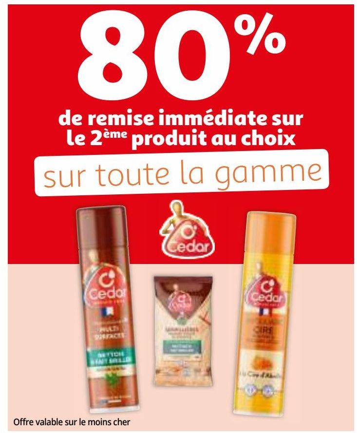 80% de remise immédiate sur le 2ème produit au choix sur toute la gamme