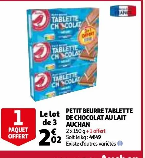 petit beurre tablette de chocolat au lait auchan