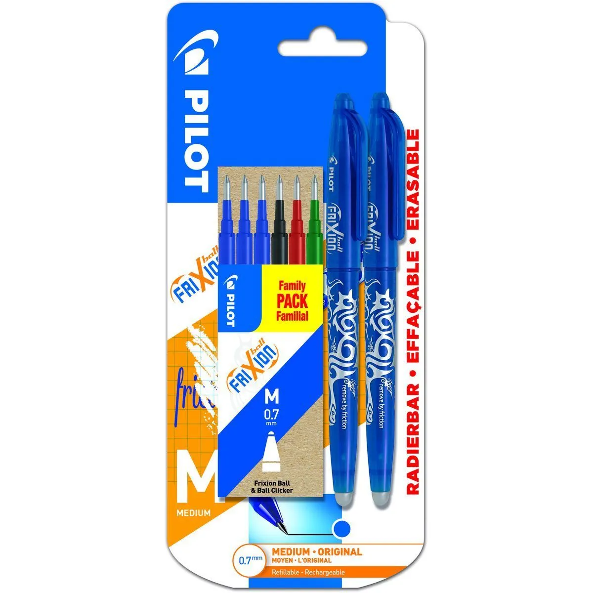 2 stylos frixion bleus et 6 recharges