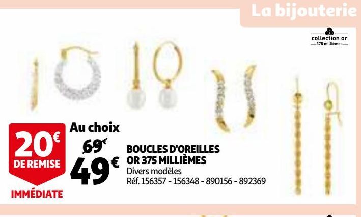 BOUCLES D'OREILLES OR 375 MILLIÈMES 