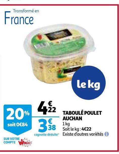 TABOULÉ POULET AUCHAN 