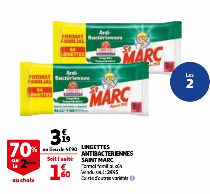 LINGETTES ANTIBACTERIENNES SAINT MARC